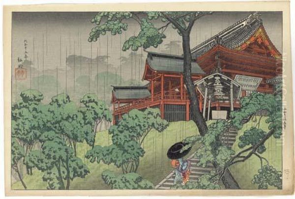 Ueno Kiyomizudo (kiyomizu Hall, Ueno) Oil Painting by Tadahashi Hiroaki