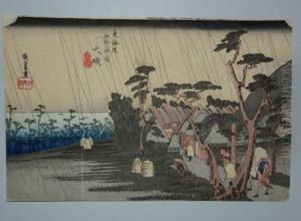 Serie Du Grand Tokaido Oil Painting by Utagawa or Ando Hiroshige