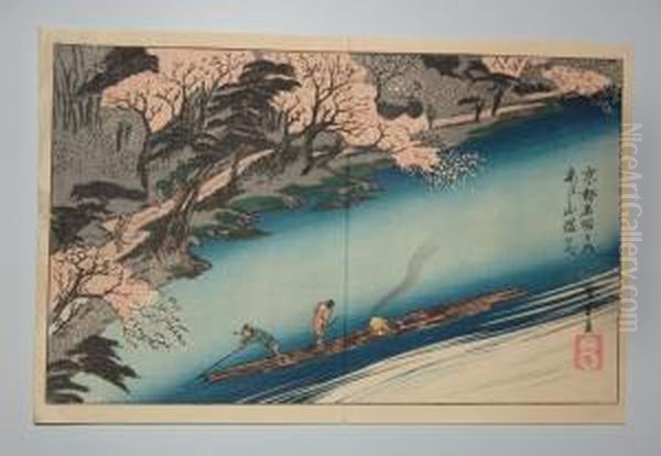 Serie Des Vues Celebres De Kyoto Oil Painting by Utagawa or Ando Hiroshige