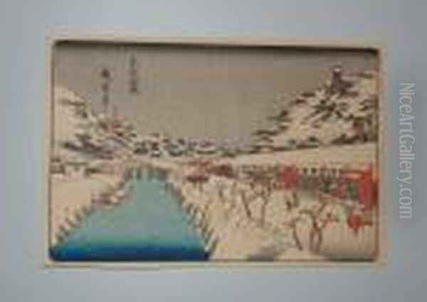 Serie Edo Meisho Oil Painting by Utagawa or Ando Hiroshige