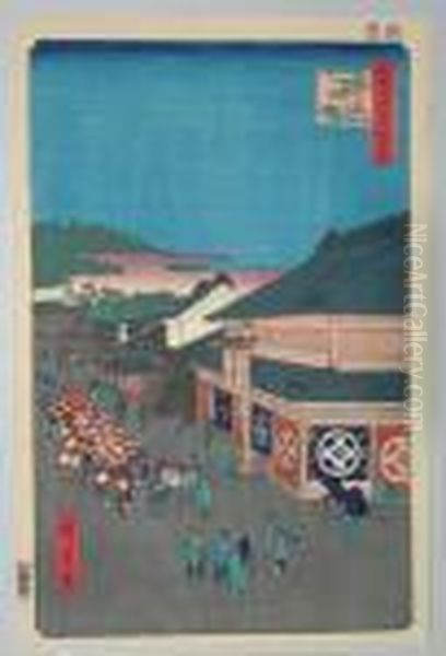 Serie Des 100 Vues D'edo Oil Painting by Utagawa or Ando Hiroshige