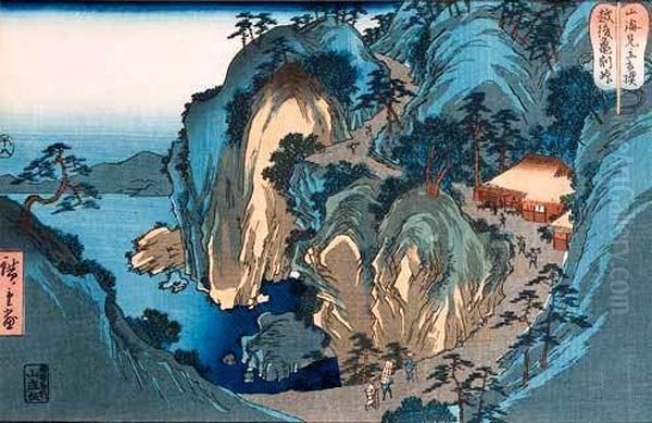 Oban Yoko-e De La Serie Sankai Mitatesumo, Mer Et Montagnes Oil Painting by I,or Ii Hiroshige Iii