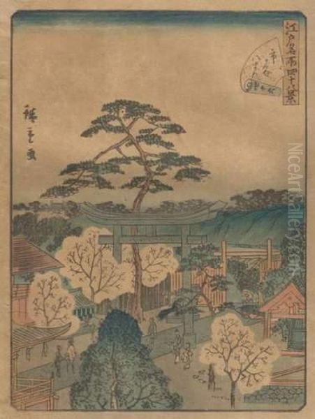 Yedo Meisho Shijuhakkei Oil Painting by Ii Hiroshigeando