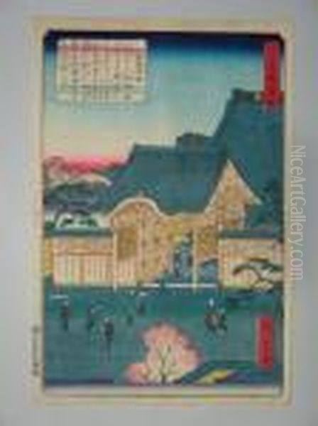 L'entree D'un Temple Oil Painting by Tokubei Iii Hiroshigeando