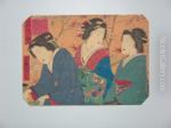 Oiseaux Et Femmes Oil Painting by Tokubei Iii Hiroshigeando