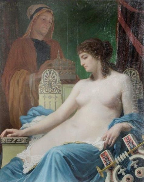 Le Tepidarium Sur Sa Toile D'origine (hardy Alan) Oil Painting by Auguste Alexandre Hirsch