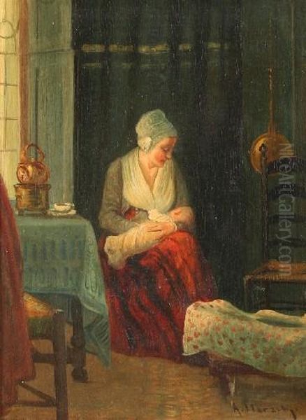 Jungehollandische Mutter Mit Kind Oil Painting by Auguste Alexandre Hirsch