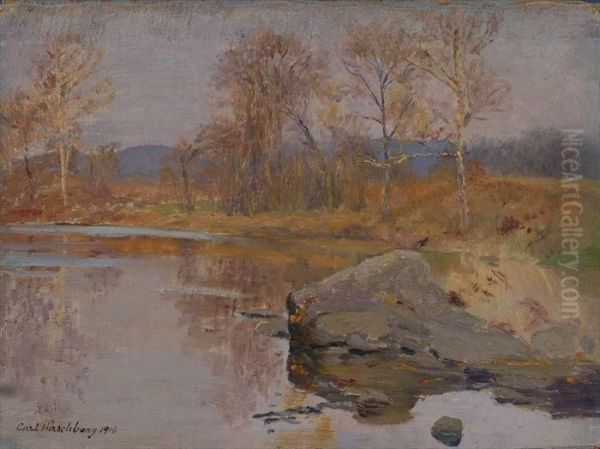 November On The Housatonic In Kent, Ct Oil Painting by Carl Hirschberg