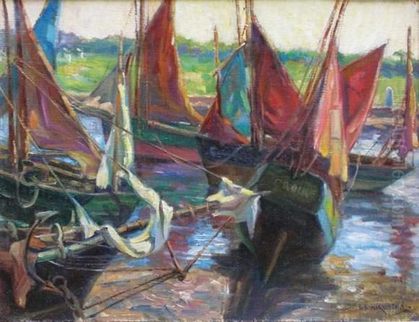 Petit Port En Bretagne Oil Painting by Emil Benediktoff Hirschfeld