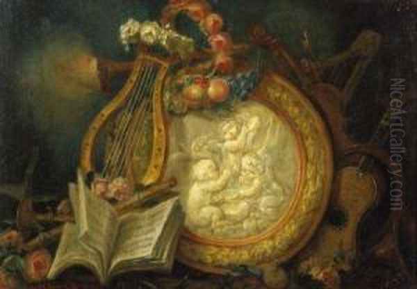 Still Life With Lyre And Plaque Oil Painting by Claude Raguet Hirst