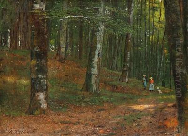 In The Forest Oil Painting by Rudolf Hirth Du Frenes