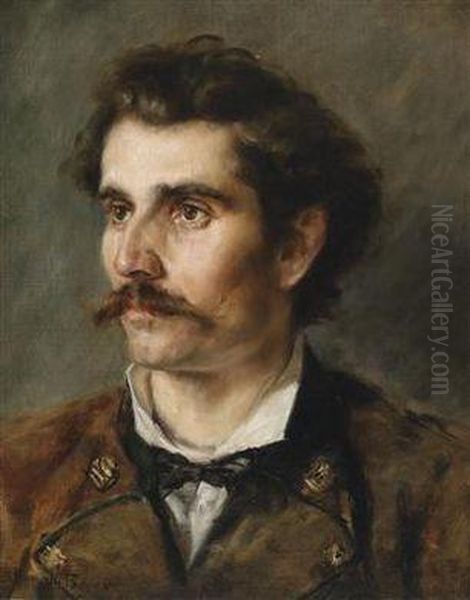 Portrait Of A Young Man Oil Painting by Rudolf Hirth Du Frenes