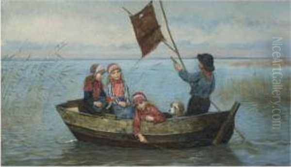 Segeln Setzen Oil Painting by Rudolf Hirth Du Frenes