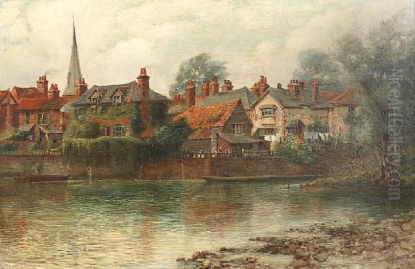 The River At Eton Oil Painting by George Dunkerton Hiscox