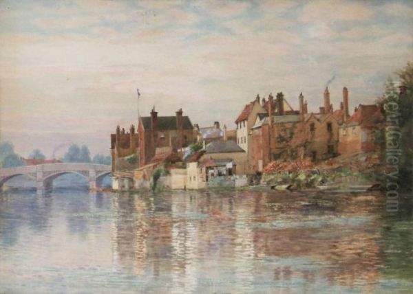 The Thames At Slough - Oil Painting by George Dunkerton Hiscox