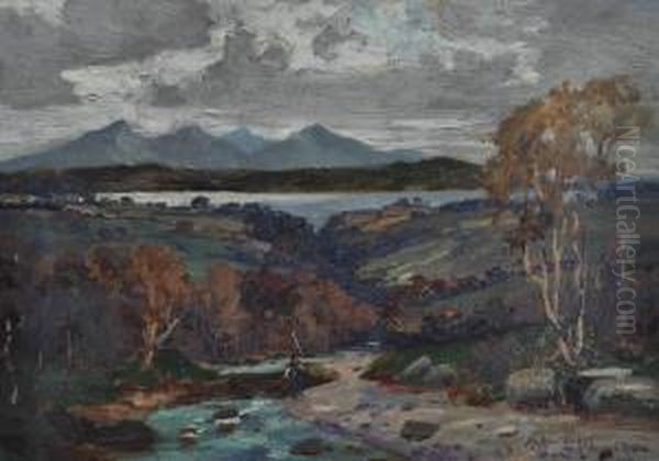 Fishermen On A Riverbank Oil Painting by Andrew Healey Hislop