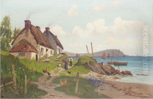 Fishing Village Oil Painting by Andrew Healey Hislop