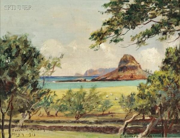 View Of Mokoli'i Island, Kualoa Ranch, Oahu, Hawaii Oil Painting by David Howard Hitchcock