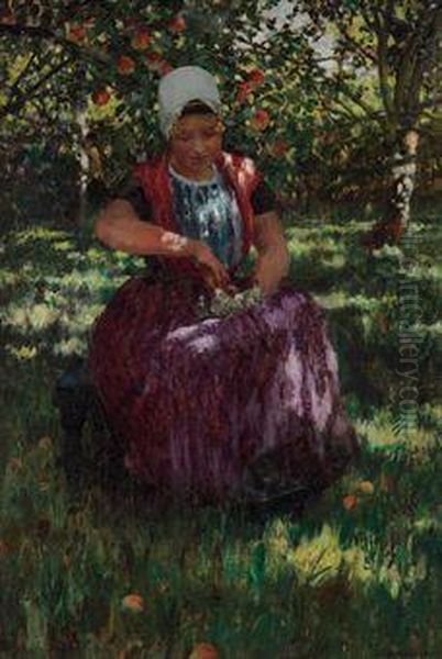 In The Orchard Oil Painting by George Hitchcock