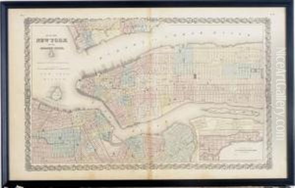 Map Of New York And The Adjacent Cities Oil Painting by Joseph Hitchens