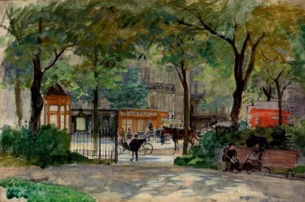 Jardin Du Luxembourg Oil Painting by Dora Hitz