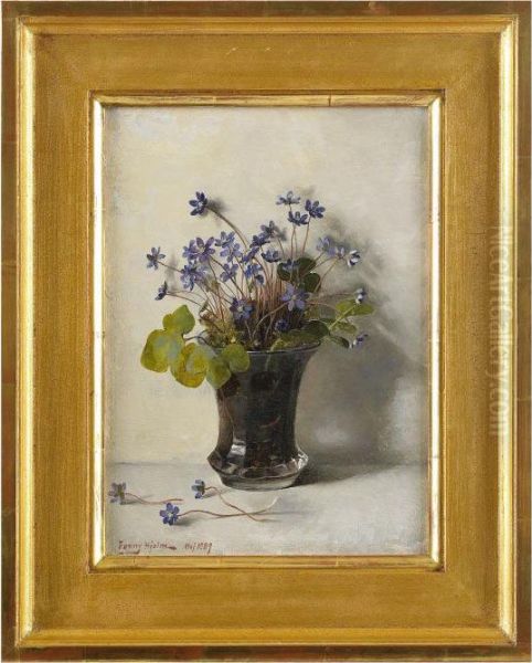 Stilleben Med Blasippor Oil Painting by Fanny Hjelm