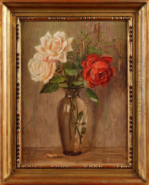 Blomsterstilleben Oil Painting by Fanny Hjelm