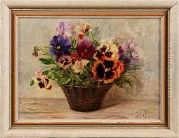 Blomsterstilleben Signerad Fanny Hjelm 1933 Oil Painting by Fanny Hjelm