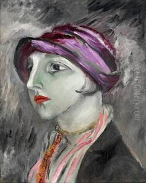 The Violet Hat Oil Painting by Sigrid Hjerten