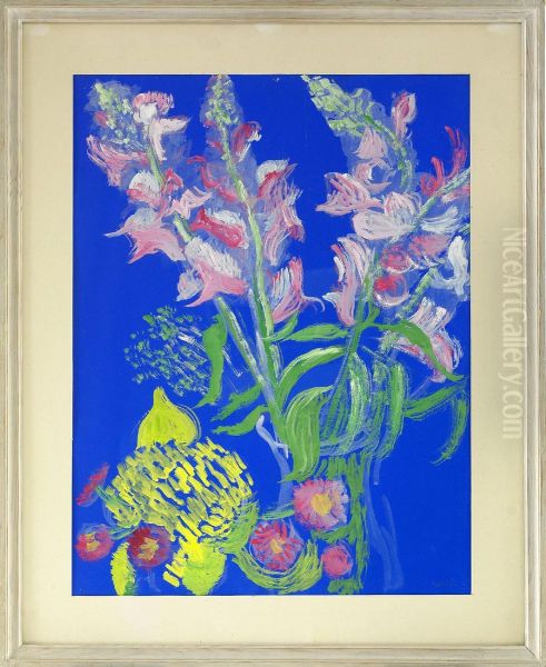 Gladiolus Mot Blatt Oil Painting by Sigrid Hjerten