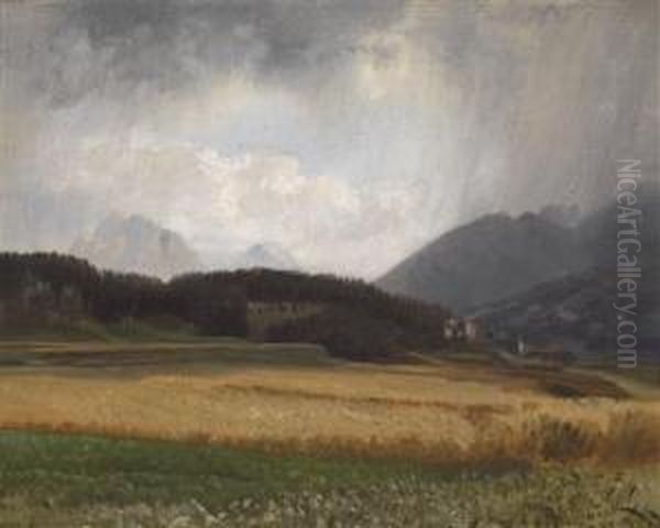 Approaching Rain Over Igls Oil Painting by Anton Avlov Hlavacek /