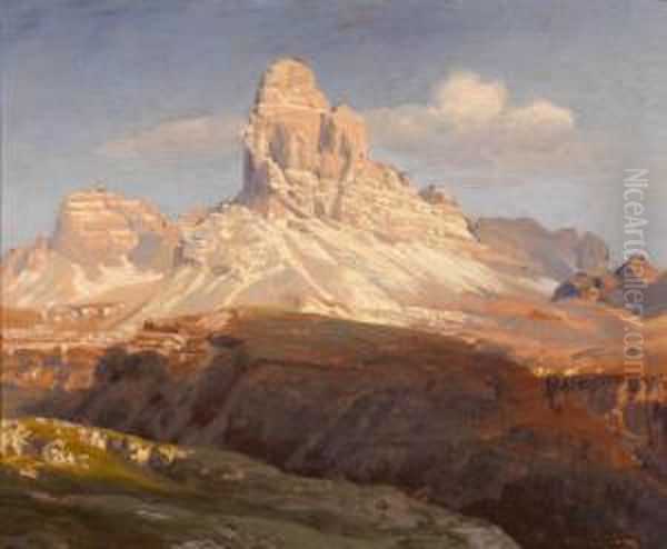 Three Peaks Of Mount Rosa, Ampezzo Oil Painting by Anton Avlov Hlavacek /