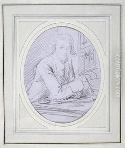 A Youth Seated At A Counting House Desk Oil Painting by Hoare, William, of Bath