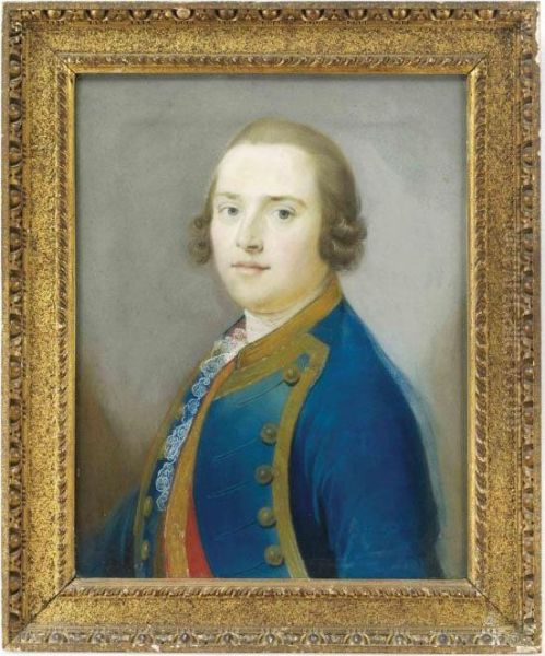 Portrait Of A Gentleman, Bust-length, In A Gold-trimmed Bluecoat Oil Painting by Hoare, William, of Bath