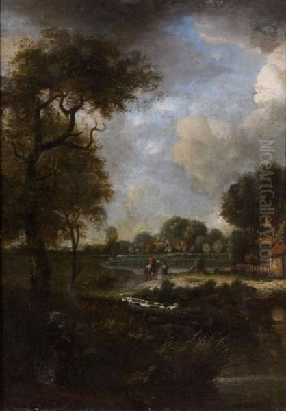 Cavalier Dans Un Paysage Oil Painting by Meindert Hobbema