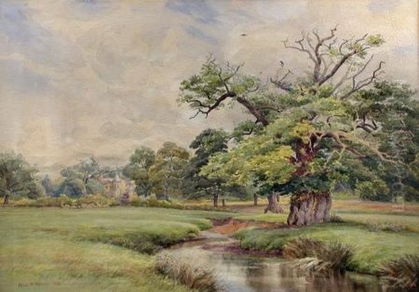 York Cottage From Sandringham Park Oil Painting by Alice Mary Hobson