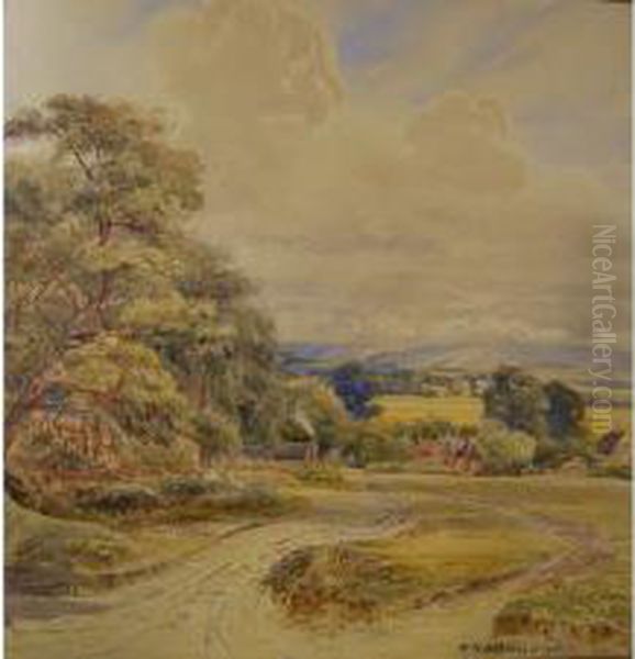 Landscape With Hamlet Oil Painting by Alice Mary Hobson