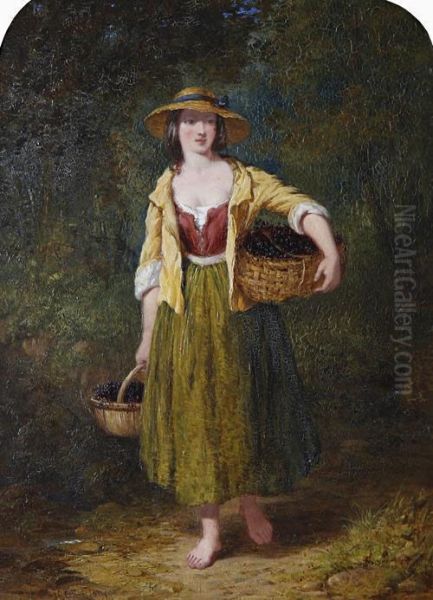 The Blackberry Picker Oil Painting by Henry E. Hobson