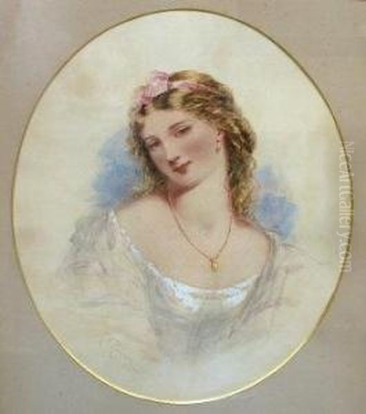 Portrait Of A Lady Oil Painting by Henry E. Hobson