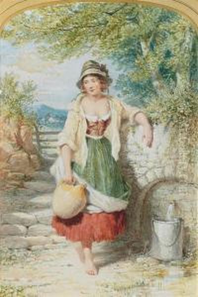 The Young Milkmaid Oil Painting by Henry, Hobson Snr.