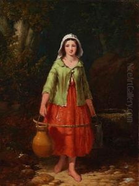 At The Well; At The Spring Oil Painting by Henry, Hobson Snr.