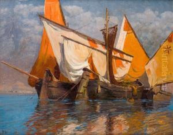 Barques De Peche Oil Painting by Franz Xaver Hoch