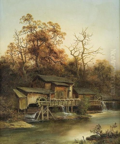 Old Mill In The Mountains Oil Painting by Edmund Hod