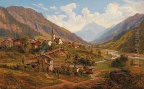 Blick Auf Eine Dorflandschaft Oil Painting by Edmund Hod