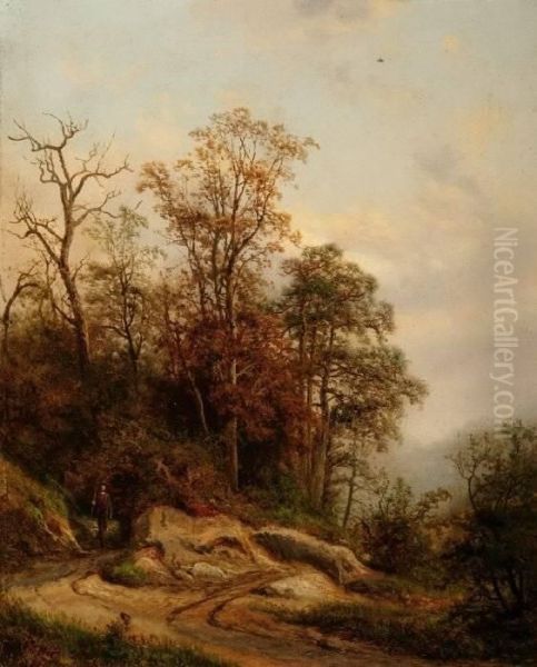 Hod . Figure On Forest Path Oil Painting by Edmund Hod