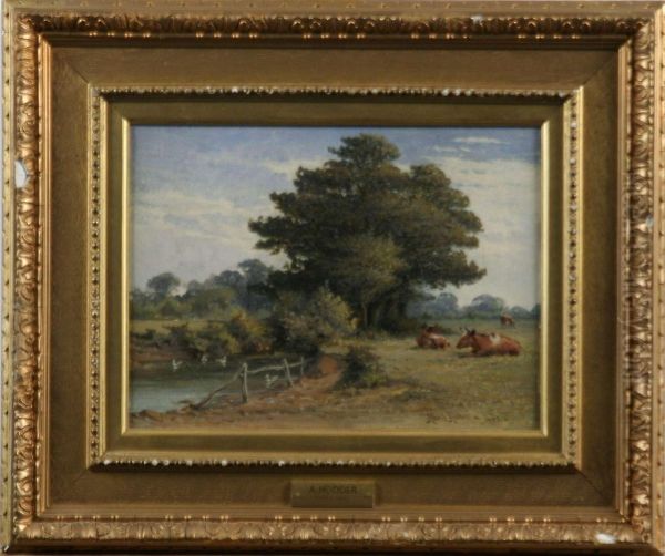 Landskap Med Kor Oil Painting by Albert Hodder