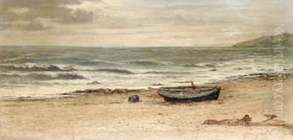 Beach Scene Oil Painting by Albert Hodder