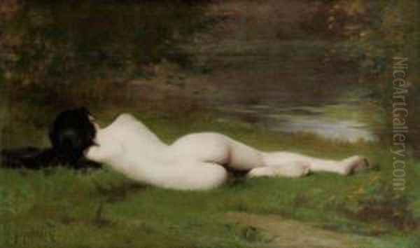 La Nymphe De L'etang Oil Painting by Leon Auguste Cesar Hodebert