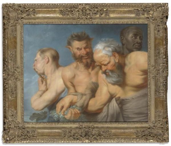 Silenus And Three Satyrs Oil Painting by Charles Howard Hodges