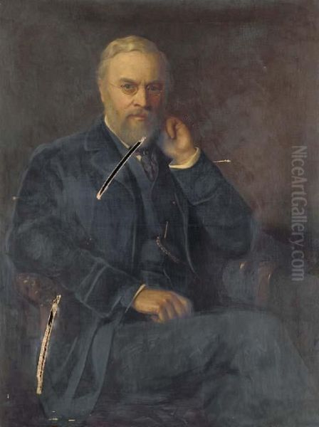 Portrait Of Edward Hill Mannering, Seated, Three-quarterlength Oil Painting by J. Sydney Willis Hodges